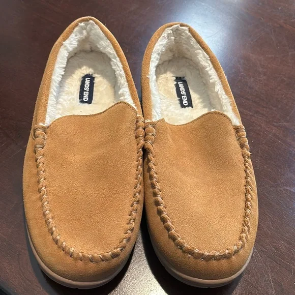 Lands\' End Men Casual Shoes Moccasins Slip on 8.5 Loafers Brown Suede Cushion Mens Loafers | Lands main image 2